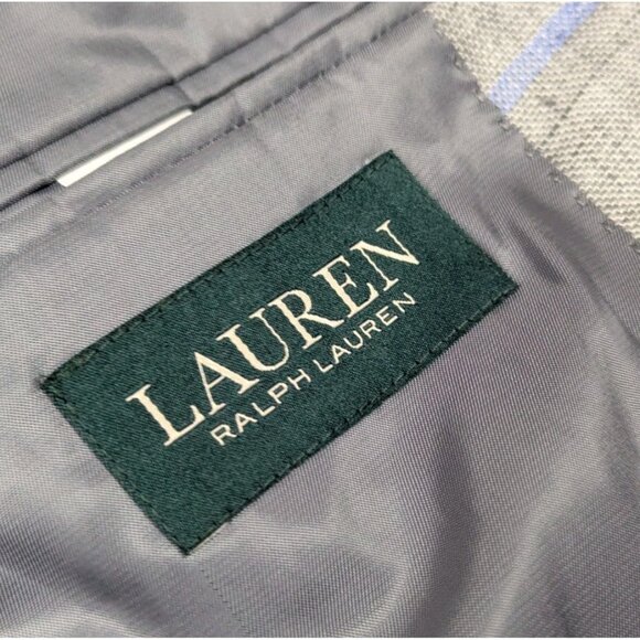 Ralph Lauren LRL Blazer Jacket Mens 38R Grey Windowpane Check Linen Sport Coat - Picture 5 of 10